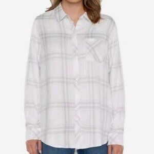 Well Worn Women Flannel Shirt Soft Button Up With 1 Chest Pocket Plus Size XXL